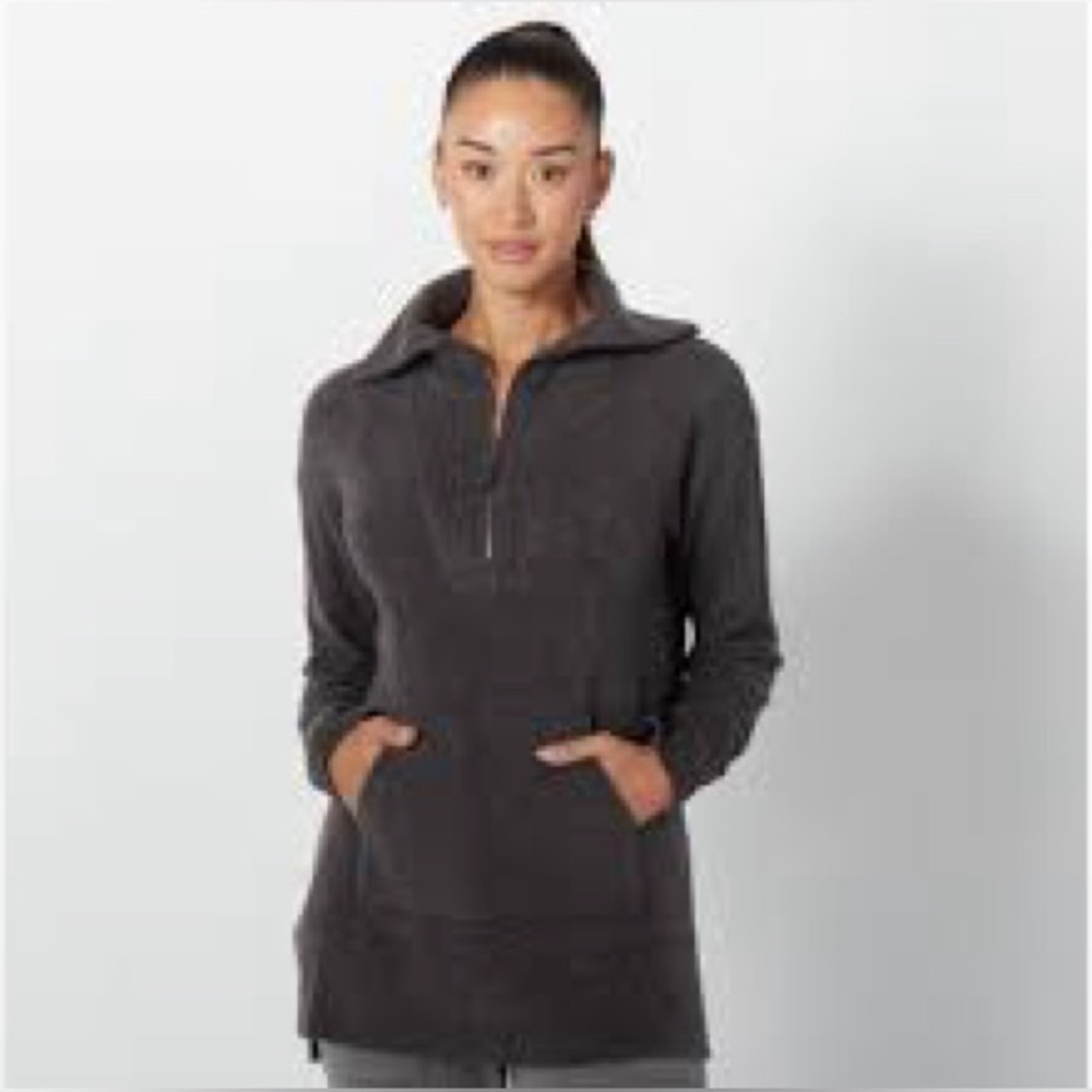 BAREFOOT DREAMS Womens Cozychic Lite Half Zip Pullover Sweater Small Gray